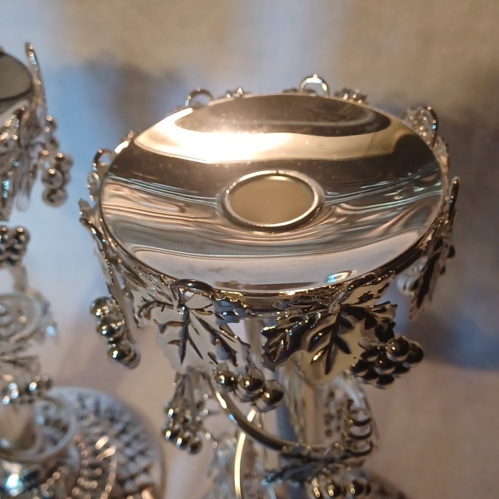 Silver Grape Vine Candle Holders - Elegant Home Accents Studio Silversmith Set - Picture 2 of 6